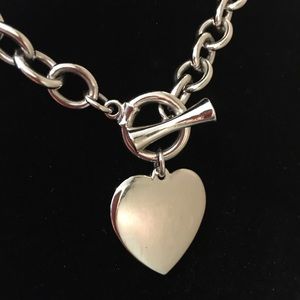 Silver Heart 18” Toggle Necklace.